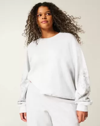 Felpa girocollo con grafica Easy Studded