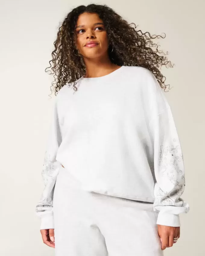 Felpa girocollo con grafica Easy Studded