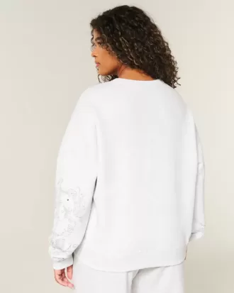Felpa girocollo con grafica Easy Studded