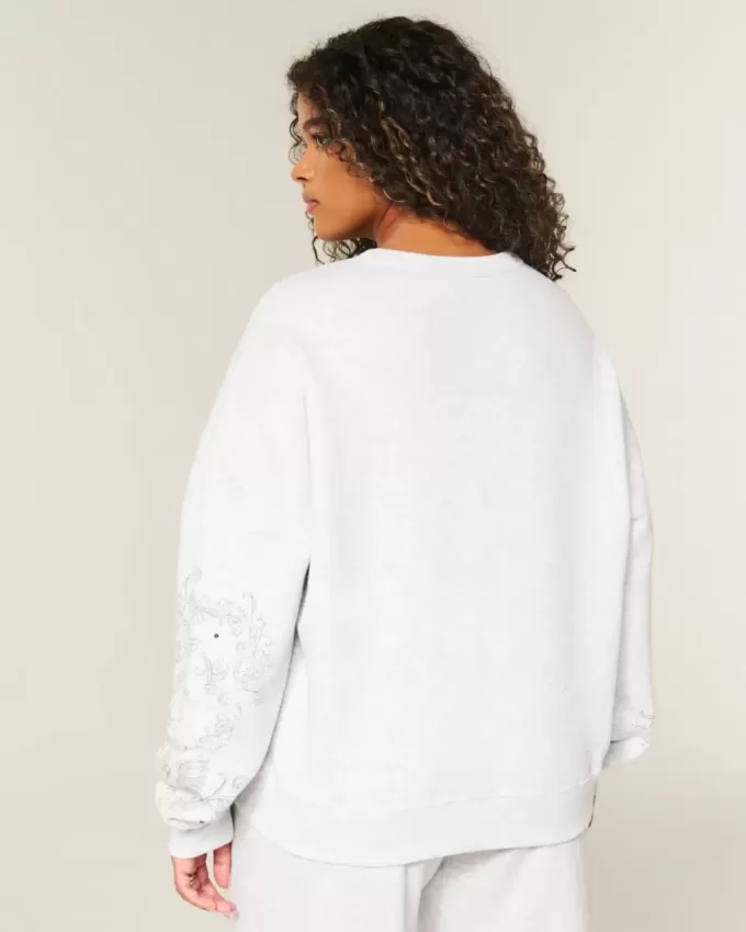 Felpa girocollo con grafica Easy Studded