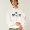 Felpa girocollo con grafica Malibu e Cinch Baggy