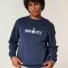 Felpa girocollo con grafica squadrata del Manchester City FC