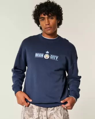 Felpa girocollo con grafica squadrata del Manchester City FC