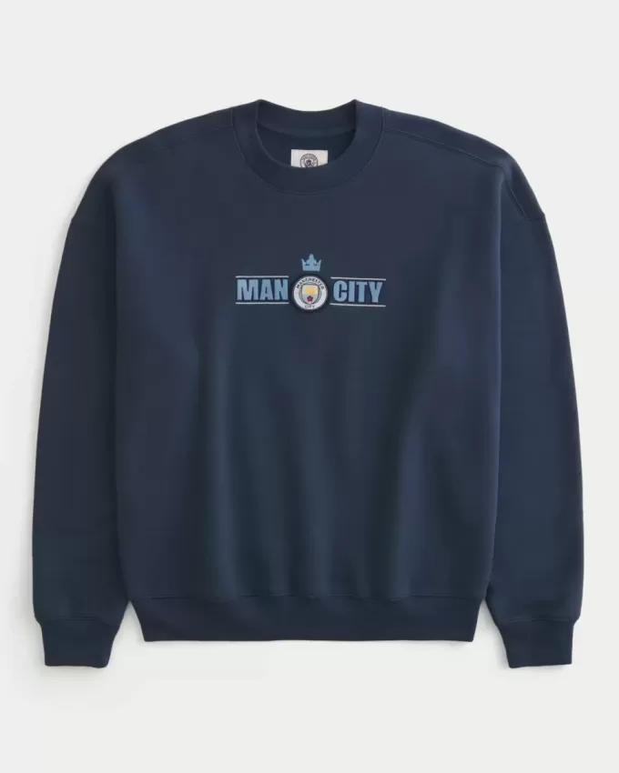 Felpa girocollo con grafica squadrata del Manchester City FC