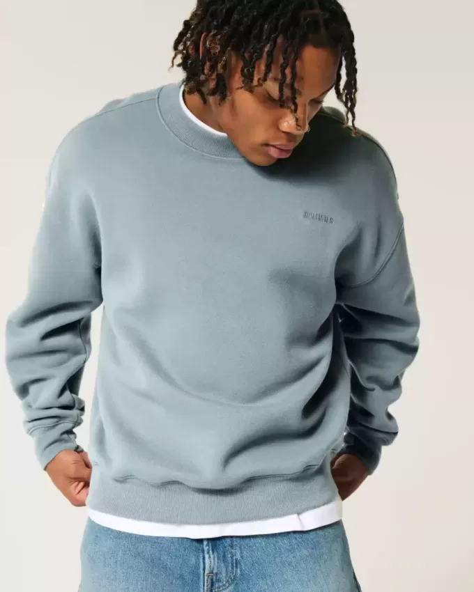 Felpa girocollo con logo squadrato