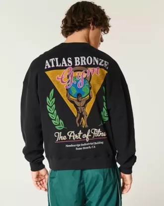 Felpa girocollo grafica Boxy Atlas Bronze Gym