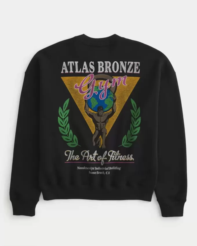 Felpa girocollo grafica Boxy Atlas Bronze Gym
