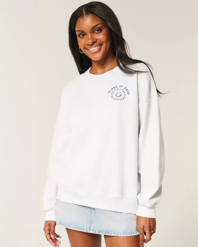 Felpa girocollo oversize con grafica “Grad Class of 2025”