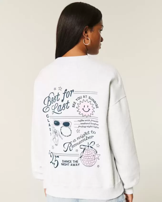 Felpa girocollo oversize con grafica “Grad Class of 2025”