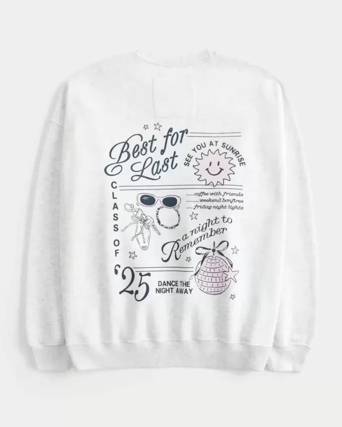 Felpa girocollo oversize con grafica “Grad Class of 2025”