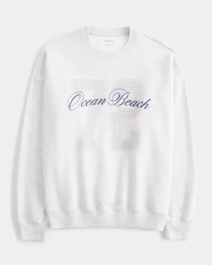 Felpa girocollo oversize con grafica Ocean Beach