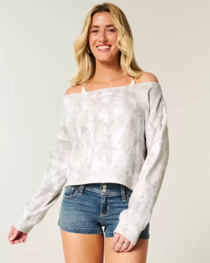 Felpa mimetica Easy Double Off-the-Shoulder