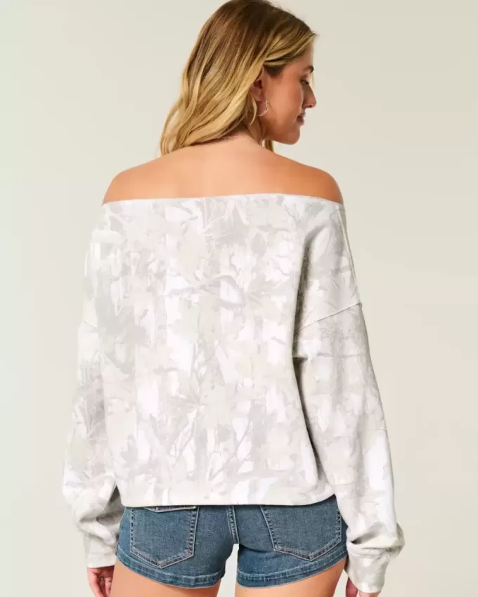 Felpa mimetica Easy Double Off-the-Shoulder