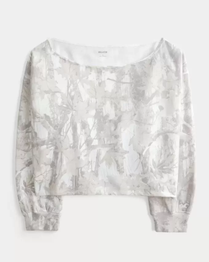 Felpa mimetica Easy Double Off-the-Shoulder