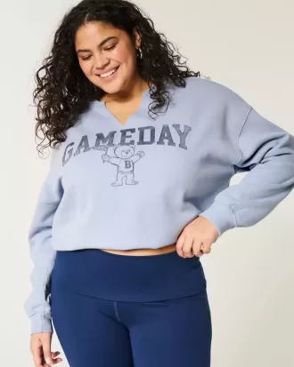 Felpa oversize con scollo a V e grafica Gameday