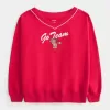 Felpa oversize con scollo a V e grafica Go Team