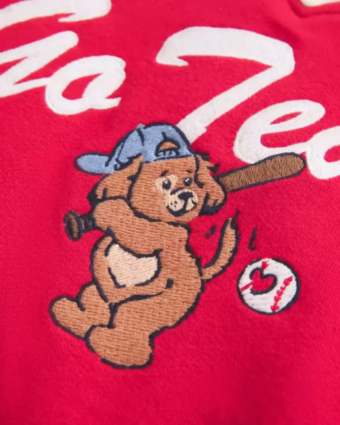 Felpa oversize con scollo a V e grafica Go Team