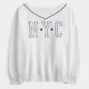Felpa oversize con scollo a V e grafica NYC