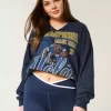 Felpa oversize con scollo a V e grafica UCLA