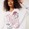 Felpa oversize con scollo a V e grafica UGA Dawgs