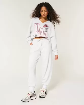 Felpa oversize con scollo a V e grafica UGA Dawgs