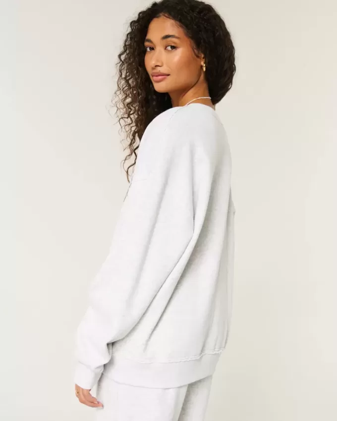 Felpa oversize con scollo a V e grafica UGA Dawgs