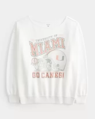 Felpa oversize con stampa grafica dell’Università di Miami e spalle scoperte