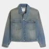 Giacca da camionista in denim lavato