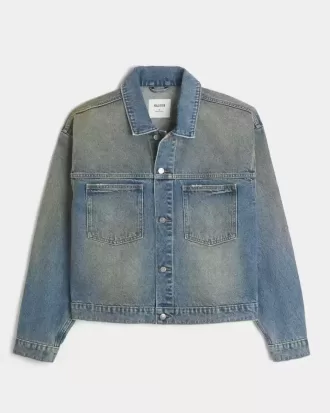 Giacca da camionista in denim lavato