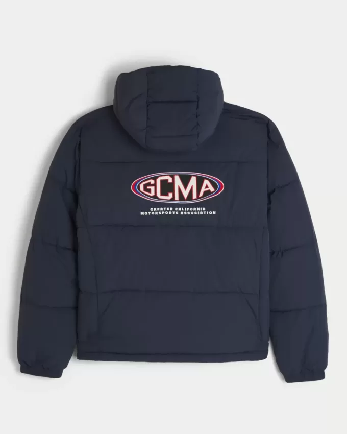 Giacca imbottita con cappuccio e grafica Motorsports