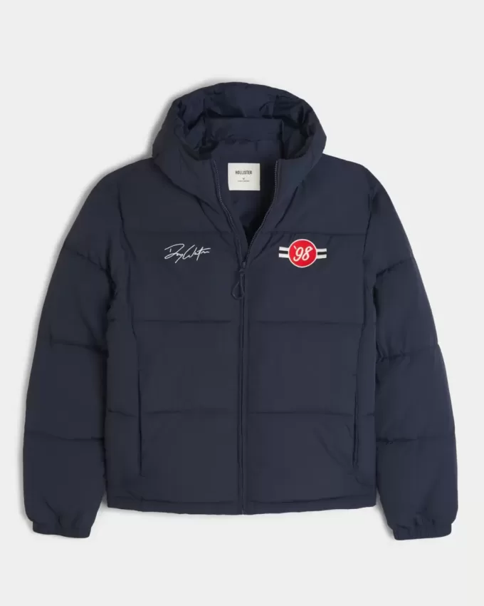 Giacca imbottita con cappuccio e grafica Motorsports
