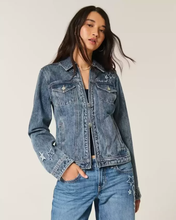 Giacca in denim con grafica della classe del ’26