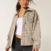Giacca in denim con stampa leopardata