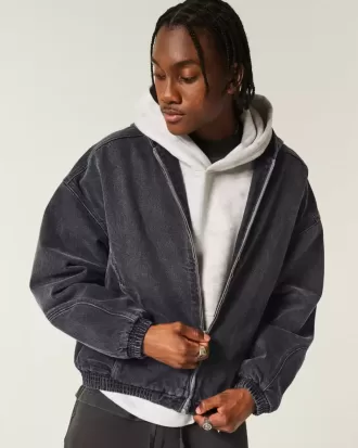 Giacca skater in denim con cerniera