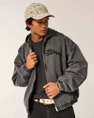 Giacca skater in denim con cerniera