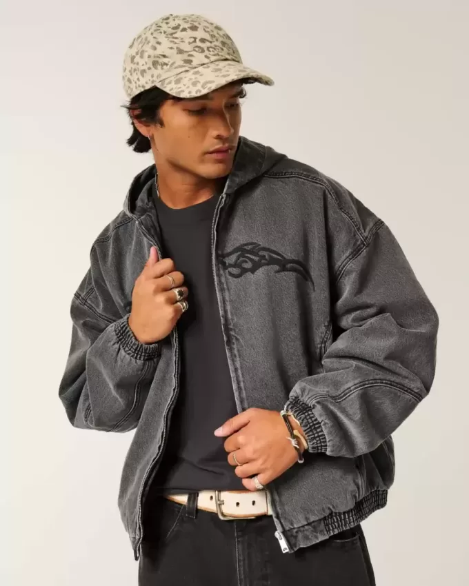 Giacca skater in denim con cerniera