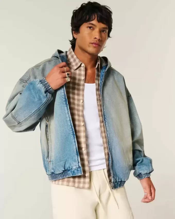 Giacca skater in denim con cerniera