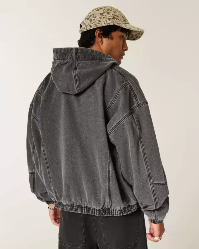 Giacca skater in denim con cerniera