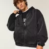 Giacca skater in denim nero lavato