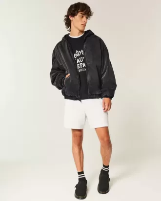Giacca skater in denim nero lavato
