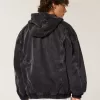 Giacca skater in denim nero lavato