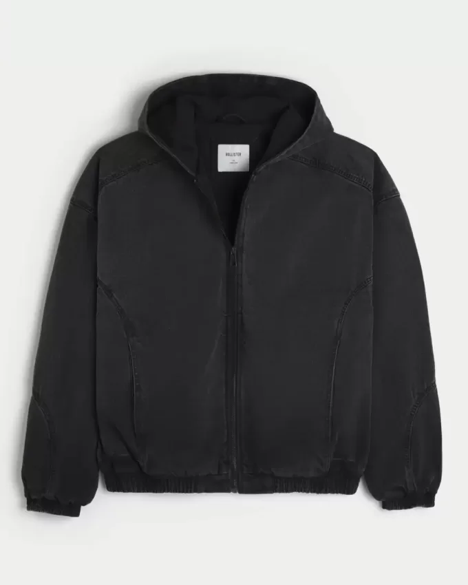 Giacca skater in denim nero lavato