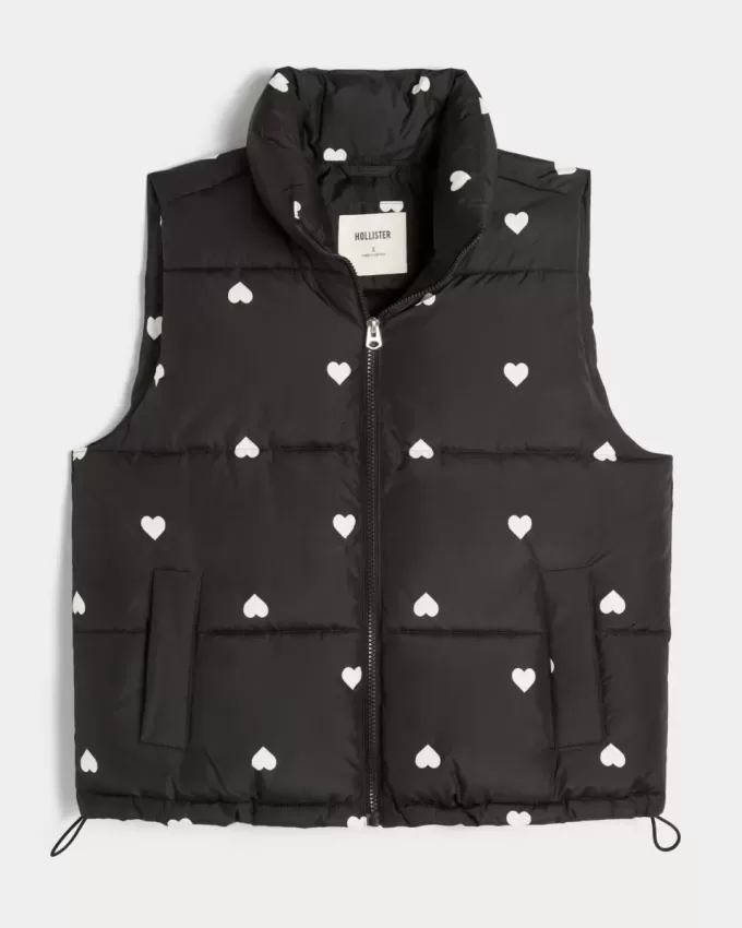 Gilet imbottito con motivo a cuore