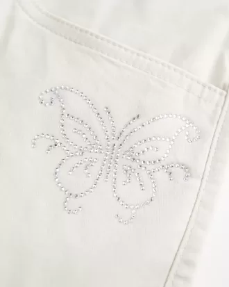 Gonna-pantalone corta in twill a farfalla lucida a vita bassa