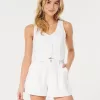 Hollister Livvy Pantaloncini in misto lino a vita ultra alta