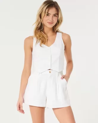 Hollister Livvy Pantaloncini in misto lino a vita ultra alta