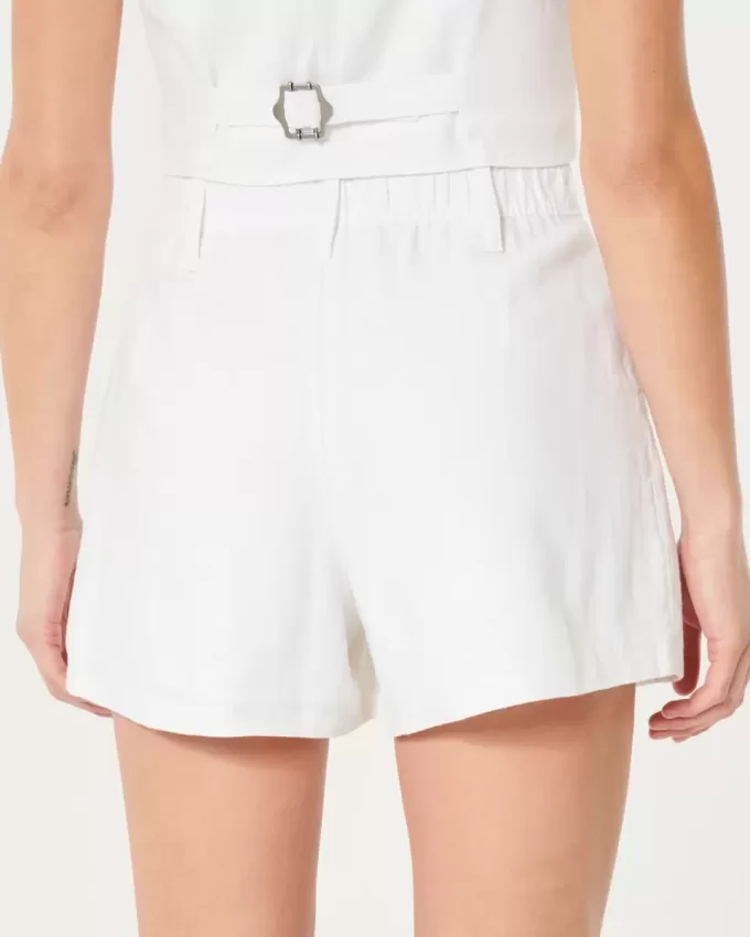 Hollister Livvy Pantaloncini in misto lino a vita ultra alta