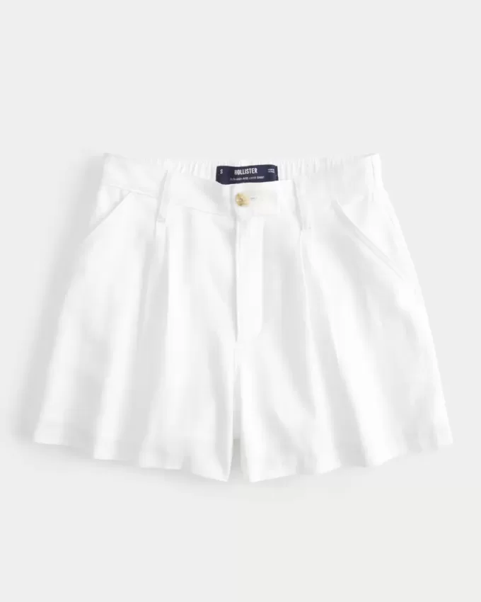 Hollister Livvy Pantaloncini in misto lino a vita ultra alta
