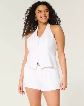 Hollister Livvy Shorts in misto lino a vita bassa da 3″