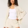 Hollister Livvy Shorts in misto lino a vita bassa da 3″